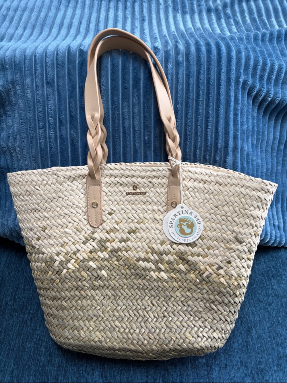 Spartina 449 Annalise Raffia Tote with Tan Braided Handles